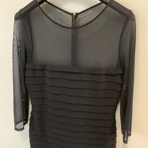 Tadashi cocktail Large black illusion dress sleeve